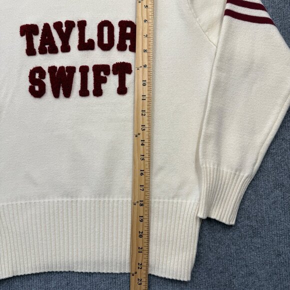 Taylor Swift Knit Varsity Sweater Collegiate Red Era Ivory Maroon Womens S/M - Picture 11 of 12